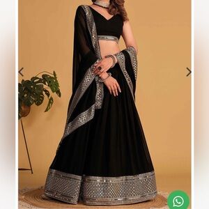 NWT Black Sequin Embroidered Lehenga Set